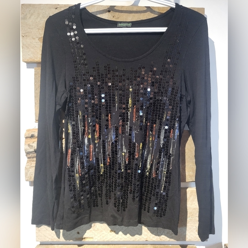 Sequin Embellished Black Top